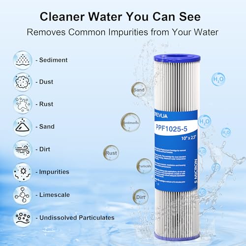 5 Micron Pleated Water Filter Cartridge 10" x 2.5", 6-Pack - size: 5 Micron