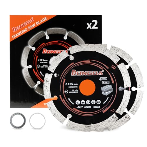 5 Inch Segmented Diamond Saw Blades 2-Pack, for Angle Grinder - size: 5 Inch