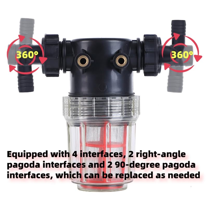 3/4''1/2''hose barb filter, sedimentation filter accessories for inlet water of pressure washer (304 stainless steel, with 40 mesh and 100 mesh filter screens)