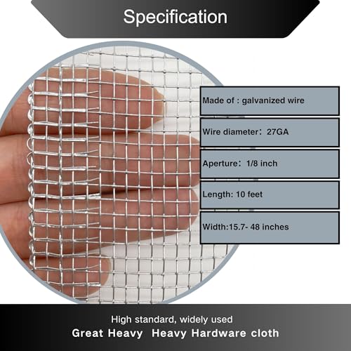 1/8 inch Galvanized Hardware Cloth Wire Mesh Screen Roll (24in x 10ft)