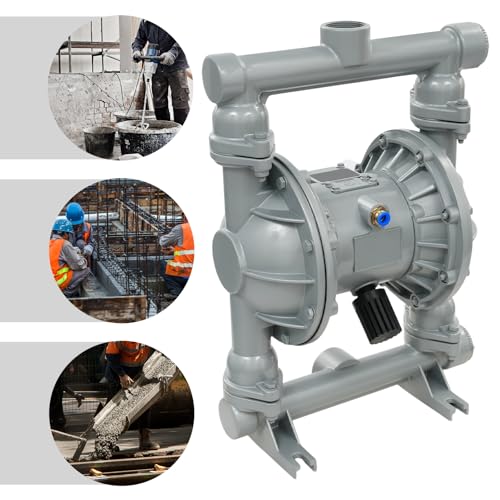 Air Operated Double Diaphragm Pump 1.5in - Pneumatic Waste Oil Transfer Pump with Dual Diaphragm, 0.18in Solids, 164ft Head, 23ft Suction Lift, Aluminum Alloy for Industrial Use