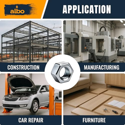 ALBO 250 PCS SAE Hex Nuts Assortment – Stainless Steel 304 Hardware Set (#2-56 to 1/2"-13) – SAE Nut Assortment in Organizer Box – 1/4 20 Nut, 3/8 Nuts, 1/2 Nuts, etc. - size: SAE Set 250pcs