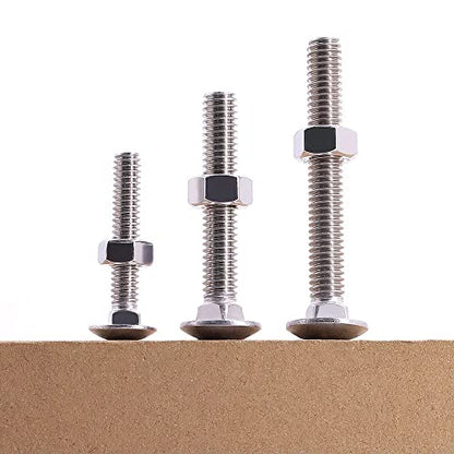 M8-1.25 x 35mm (10 Sets) Carriage Bolt DIN603 with Hex Nut DIN934, Full Coarse Thread, 304 Stainless Steel 18-8, Round Head Square Neck Screws Coach Bolt - size: M8-1.25 x 35mm