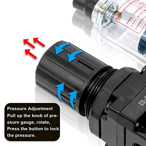 Beduan Semi-Auto Drain Pneumatic Air Filter Pressure Regulator 1/4 Inch NPT Dryer Compressor kit with Gauge