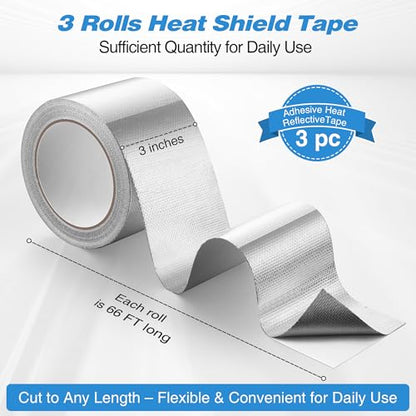 Dreyoo 3 Rolls Adhesive Aluminum Foil Heat Shield Tape, Heat Shield Tape