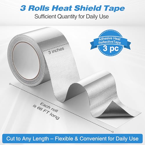 Dreyoo 3 Rolls Adhesive Aluminum Foil Heat Shield Tape, Heat Shield Tape