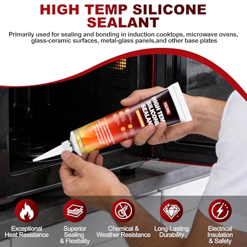 High-Temperature-Resistant Silicone sealant, Heat-Resistant Silicone sealant, Heat-Insulating, Waterproof, Quick-Drying Specialty Adhesive—Suitable for Grills, ovens, microwaves（Transparent）