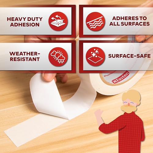 XFasten Double Sided Sticky Tape, Removable, 4-Inches x 20-Yards, Single Roll Ideal as a Anti-Scratch Cat Training Tape, Holding Carpets, and Woodworking - size: 4-Inches x 20-Yards