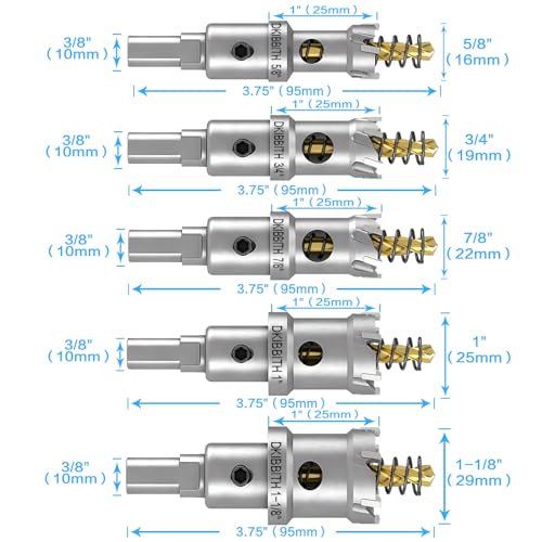 11 Pcs TCT Hole Saw Set,5/8” to 2” Heavy-Duty Tungsten Carbide Hole Saws Kit for Stainless Steel Hard Metal Plastic Wood, 1” Cut Depth, with Detachable Pilot Drill Bits, Allen Wrench - size: 11 Pcs Hole Saw Kit