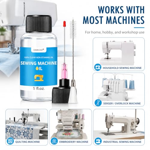1oz Fine Light Sewing Machine Oil Cleaning Kit w/ 1.5" Needle Tip & Brush - size: 1oz
