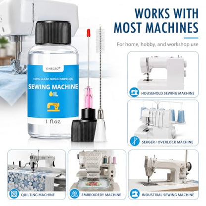1oz Fine Light Sewing Machine Oil Cleaning Kit w/ 1.5" Needle Tip & Brush - size: 1oz