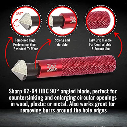 AFA Tooling 90-Degree Countersink Hand Reamer, HRC64 HSS, Knurled Handle - style: Countersink Reamer