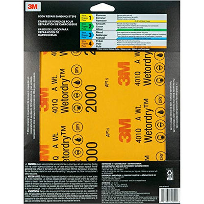 3M Wetordry™ Sandpaper, 2000 Grit, 9 in x 11 in, 5 Sheets, Use for Wet and Dry Sanding, Longer Lasting Sandpaper, Great for Auto Body Repair, Smooth Finish, Waterproof Backing for Wet Sanding (32044) - size: 9 in x 11 in
