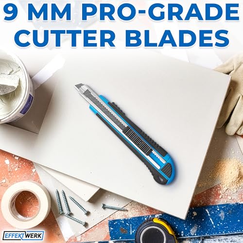 9mm Box Cutter Blades, Carbon Steel Snap Off Blade Refills, Black, 25 PK - style: 9mm