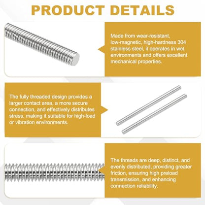 uxcell 20Pcs Fully Threaded Rod M2.5 x 0.45mm Pitch 40mm/1.6 Inch Threaded - size: M2.5x0.45mmx40mm