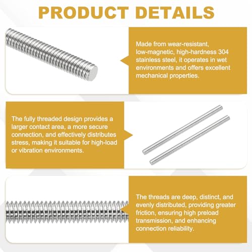 uxcell 20Pcs Fully Threaded Rod M2.5 x 0.45mm Pitch 40mm/1.6 Inch Threaded - size: M2.5x0.45mmx40mm
