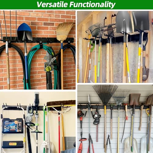 Garage Wall Organizer, 96 in Garden Tool Organizer with 12 Adjustable Hooks - size: 96 inch 12-Hook