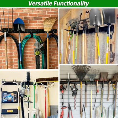 Garage Wall Organizer, 96 in Garden Tool Organizer with 12 Adjustable Hooks - size: 96 inch 12-Hook