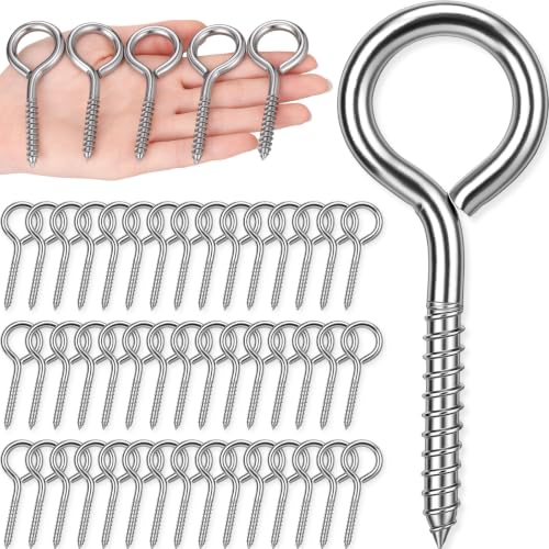 50 Pcs 304 Stainless Steel Screw Eye Hooks, M6-3.2 Inch - size: M6-3.2 Inch
