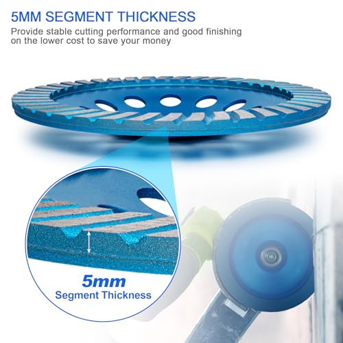 Diamond Concrete Grinding Cup Wheels 180mm 7" Turbo Row Segment, Fits 7/8" Arbor, Shaping Polishing Cleaning Concrete Masonry Marble Granite Brick - style: 7" Turbo Row