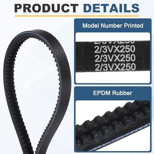 uxcell 2/3VX250 EPDM V-Belt, 2 Banded, 25" Outer Circ x 0.79" W x 0.39" Thk - size: 2/3VX250