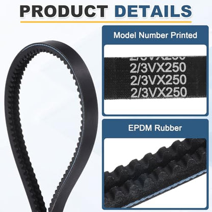 uxcell 2/3VX250 EPDM V-Belt, 2 Banded, 25" Outer Circ x 0.79" W x 0.39" Thk - size: 2/3VX250
