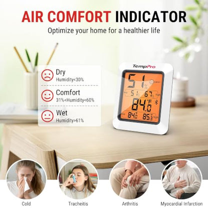 TempPro TempAir Bluetooth Hygrometer Thermometer for Greenhouse Up to 260ft - size: Bluetooth