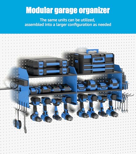 CCCEI Modular Power Tool Organizer Wall Mount with Charging, Blue, 1 Pack - color: Blue