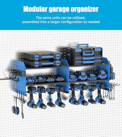 CCCEI Modular Power Tool Organizer Wall Mount with Charging, Blue, 1 Pack - color: Blue