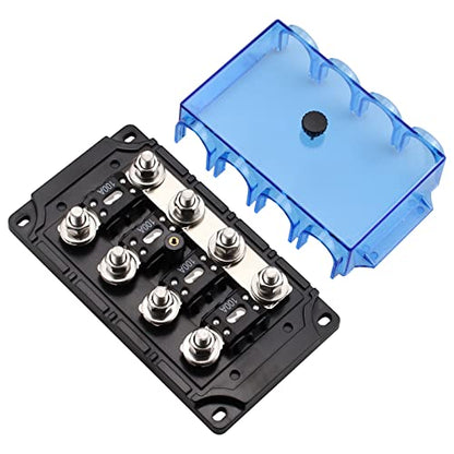 4-Way MEGA/AMG Fuse Holder with 4 PCS ANM Bolt-on Fuse 100A for Cars, Power Switch, GPS Positioning, LED Turn Signals - size: 4 way
