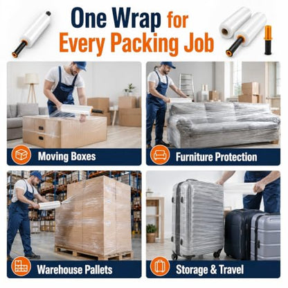 Plastic Wrap for Moving, 2 Pack 15 in x 1000 ft Shrink Wrap with 2 Handles