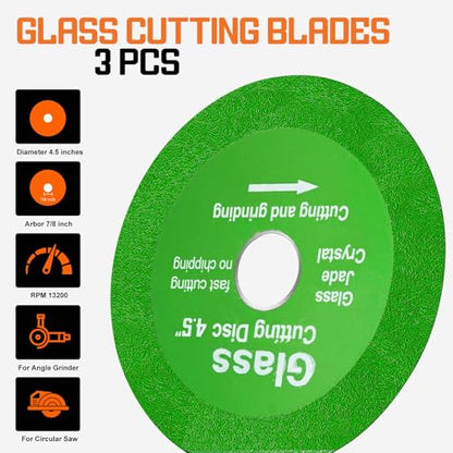 Diamond Blades 3-Pack 4.5" Diamond Multi-Purpose Saw Blades, Angle Grinder Disc for Cutting Porcelain Ceramic Glass Tile Marble Cutting Tools