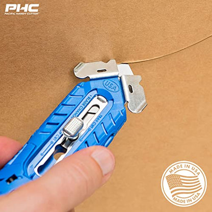 Pacific Handy Cutter S8 Safety Cutter, Ambidextrous Retractable Utility Knife with Ergonomic Design, Bladeless Tape Splitters, Steel Guards for Safety & Damage Protection, Warehouse & In-Store Cutting