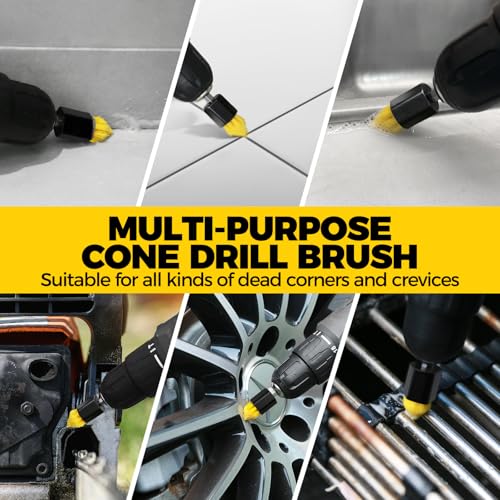 Holikme 8Pc Drill Brush Set - Scrub Brushes with Extension for Home Clean - color: White