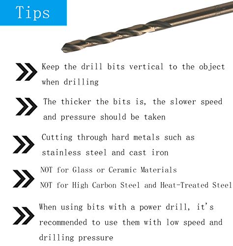 10 Pcs 1.5mm M35 Cobalt Drill Bits, Jobber bits for Steel & Metal - size: 1.5mm