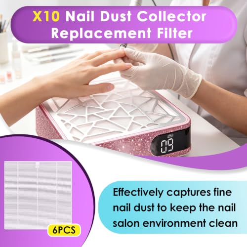 6PCS X10 Nail Dust Collector Filter Compatible with CHRISTINE SHELLY