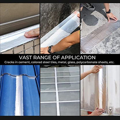 Butyl Waterproof Aluminum Foil Tape, 11.8" W x 16.4' L, Butyl Rubber Adhesive, Silver, for Window Caulking, Boat Sealing, Roof Patching - size: 11.8" W X 16.4' L