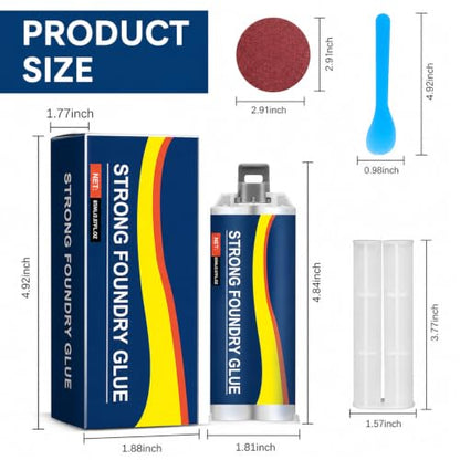 Strong Foundry Glue for Metal | Casting Repair Glue for Cracks, Holes, Defects & Daily Metal Repairs | High Temperature Resistant Liquid Welding Filler, 2PCS 85ml