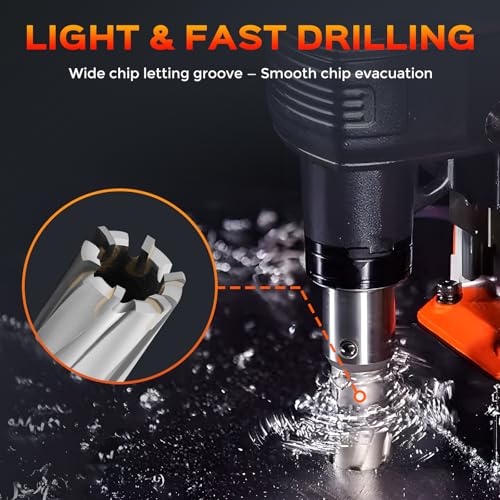 Bonvoisin Annular Cutter Set 12 PCS Carbide Tips Mag Drill Bits Kit 1/2" to 1-1/16" Cutting Diameter 3/4" Weldon Shank with 2 Pilot Pins for Mag Drill Press Cutting