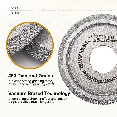 SHDIATOOL Diamond Hand Profile Wheel 3 - inch Height 10mm Convex Curve Edge Grinding Disc Grooving for Stone Marble Granite Rock - size: 10mm Height v shape