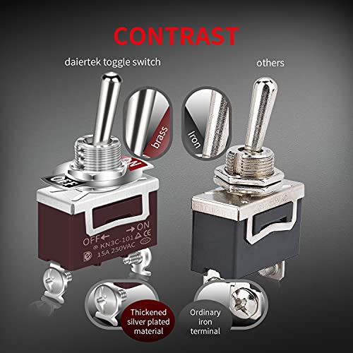 DaierTek Waterproof Toggle Switch 12V DC 30A Heavy Duty 2 Pin ON Off SPST with Weatherproof Boot Cap Cover for Auto Car Marine Boat -2 Pack - size: Screw ON/OFF with Weatherproof Boot Cap