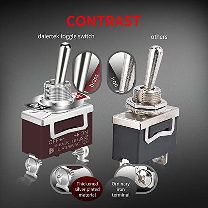 DaierTek Waterproof Toggle Switch 12V DC 30A Heavy Duty 2 Pin ON Off SPST with Weatherproof Boot Cap Cover for Auto Car Marine Boat -2 Pack - size: Screw ON/OFF with Weatherproof Boot Cap
