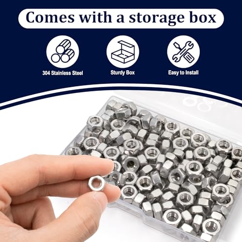 ZQZ M5-0.8 Hex Nuts,200PCS Stainless Steel Hardware Nut 304 ss Threaded Nut - size: Metric M5;200 PCS