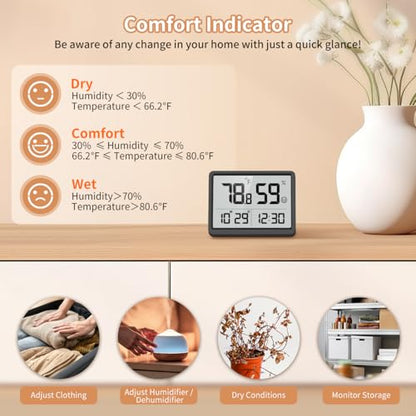 DOOMAY Digital Hygrometer, Humidity Meter, Temperature Monitor for Room - color: Black