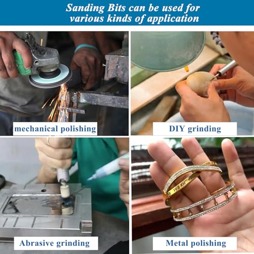 Tnisesm 64Pcs Sanding Bits & Sanding Drum Set for Dremel Rotary Tool with Box, Aluminium Oxide Tough Enough to Metal Rust Removal/Smoothing/Sharpening, Different Shape Meet More Needs - size: 4SIZE-64PCS