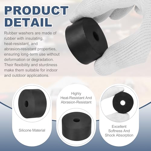 uxcell 25Pcs Rubber Spacers, 12mm OD, 6mm ID, 7mm Thick Black Round Anti Vibration Rubber Pads Isolation Bushings Washer for Home Cars Boat(0.47" OD x 0.24" ID x 0.28" Thick) - size: 40mm OD x 8mm ID x 20mm Thick