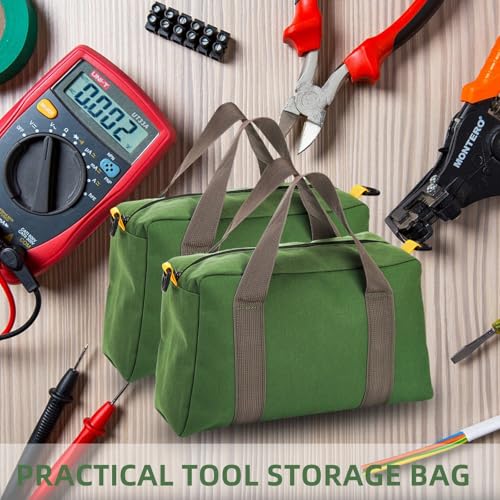 WRINGKIT 2 Pack Wide Mouth Tool Bags, 14 Inch, Large Capacity