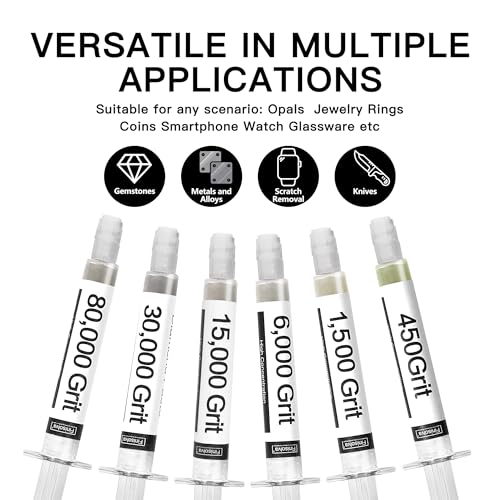 Diamond Paste Polishing and Lapping Compound Kit, 6 Pack, 450-80,000 Grit