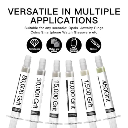 Diamond Paste Polishing and Lapping Compound Kit, 6 Pack, 450-80,000 Grit