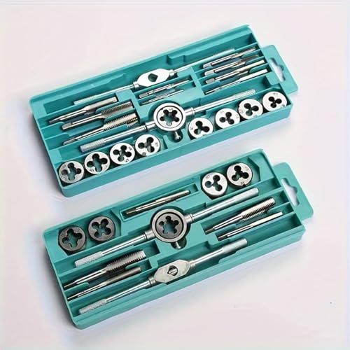 Tap and Die Set Metric | M3-M12 Tap Set and Die Set | Thread Repair Kits for Threading and Rethreading Internal and External Threads-12pcs